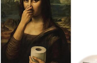 ASREJUR Funny Bathroom Pictures and Wall Art,Mona Lisa Bathroom Pictures and Wall Art,Vintage Funny Mona Lisa Smile Toilet Artists Prints,Decor Picture for Home,Bathroom Walls,Toilet(16x12in)