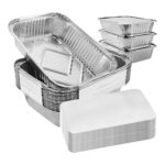 ASelected 50-Pack Disposable Aluminium Foil Trays with Lids 26x19x6cm 1900ml