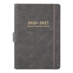 Academic Diary 2026-2027 A5 Week-to-View Grey Leather Cover