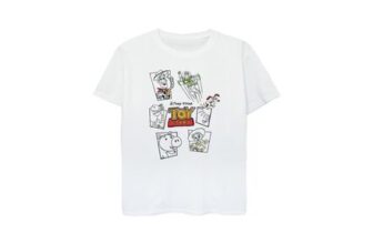 Ada & Ted Disney Toy Story Sketch Icons Boys White Graphic T-Shirt (3-13 Years)