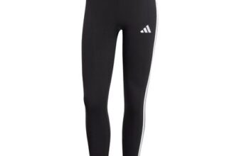 Adidas Womens Essentials 3-Stripes Cotton Leggings, Black/White, S