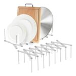 Adjustable Kitchen Plate Organizer and Pan Lid Rack for Cupboard