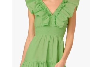 Adrianna Papell Green Ruffle Short Dress