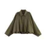 Aiixnze Womens Suede Bomber Jacket Oversized Batwing Long Sleeve