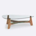 Aiole Glass and Walnut Double-Top Coffee Table