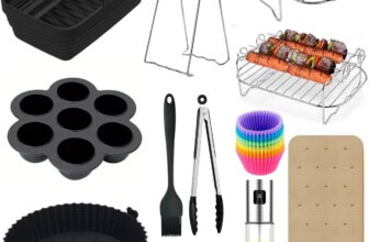 Air Fryer Accessories, 12 Pcs for Ninja Foodi AF300UK, AF400UK & Other 7.6L-9.5L Dual Zone Air Fryers, Including Silicone Air Fryer Liners, Grill, Glove, Spatula, Brush, Silicone Tong
