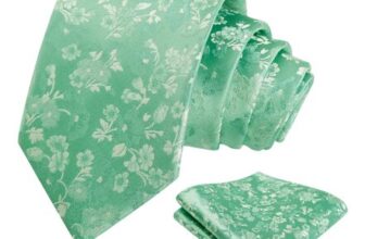 Alizeal Mens 8cm Floral Tie with Pocket Square, Sage Green