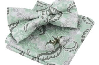 Alizeal Mens Floral Bow Tie, Hanky, Cufflinks, Sage Green