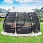 Alvantor Pop Up Mosquito Net Gazebo, 12 x 12 with Side Mosquito Net, Beige – Sold by Alvantor-UK FBA