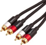 Amazon Basics 2 RCA Audio Cable, or Amplifier, Gold-Plated Plugs, 1.22m, Black