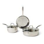 Amazon Basics 5-Piece Stainless Steel Cookware Set, Pots and Pans with Lids, Induction Compatible – 9 Piece £59.99 – 11 Piece £74.87