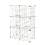 Amazon Basics 6 Cube Wire Grid Stackable Storage Shelves, 66 x 32 x 96.5 cm, White