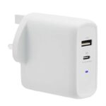 Amazon Basics 63W Two-Port GaN Wall Charger with 1 USB-C (45W) and 1 USB-A Port (18W)