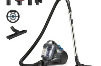 Amazon Basics 850 watt Corded 850W Lightweight Bagless Canister Vacuum Cleaner, 1.3L Capacity