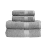 Amazon Basics Bath Towels Set, 4-Piece 100% Cotton 2 Bath (140x70cm), 2 Hand Towels (100x50cm) Soft and Absorbent, Grey (Blue £13.97)