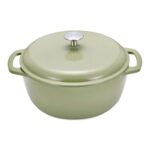 Amazon Basics Cast Iron Casserole Dish with Lid, 6.9 L, Olive