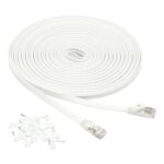 Amazon Basics Cat7 Flat Ethernet Cable, 9.1m, Shielded, White