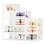 Amazon Basics Clear Stackable Shoe Storage Organizer, Small, Pack 12