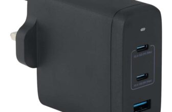 Amazon Basics Fast Charging USB C Nano GaN Wall Charger, 120W 3-Port for Laptops Tablets Phones, Black