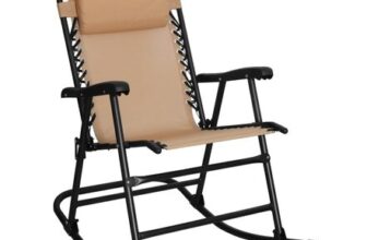 Amazon Basics Foldable Rocking Chair, Beige