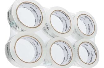 Amazon Basics Moving and Storage Packing Tape, Standard-Wide: 4.7cm W x 49.9m length, Crystal Clear, 6 Pack