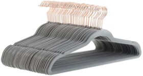 Amazon Basics Slim Velvet, Non-Slip Suit Clothes Hangers, Pack of 50, Grey/Rose Gold or Blush Pink/Rose Gold