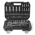 Amazon Basics Socket Set, 108-Piece Tool Set with Ratchet, Extenders and Bits, Stamped Markings, Quick-Release
