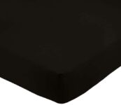 Amazon Basics Soft Microfibre Super King Fitted Sheet with 30 cm Deep Pocket, 180 x 200 cm, Black