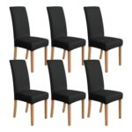 Amazon Basics Stretch Dining Chair Covers, Set of 6, Black