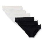 Amazon Essentials 6 Pack Womens Microfibre Lace Trim Bikini Knickers (Size 12)