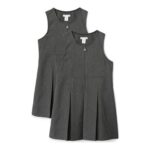 Amazon Essentials Girls Pleated School Uniform Pinafores, Pack 2, Grey
