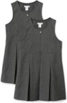 Amazon Essentials Girls Pleated School Uniform Pinafores, Pack of 2