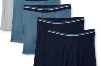 Amazon Essentials Mens Breathable Cotton Boxer Brief Pants, Tag-Free, Pack of 5