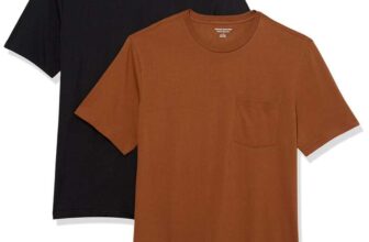 Amazon Essentials Mens Pocket T-Shirt Pack of 2 – Size XXL Black-Brown / Size S Navy-Olive £3.94
