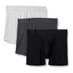 Amazon Essentials Mens Slim-Fit Microfibre Boxers, 3-Pack, Black/Grey, L