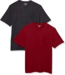 Amazon Essentials Mens T-Shirt Slim-Fit Short-Sleeved Crewneck Pocket, Pack of 2