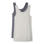 Amazon Essentials Womens Slim-Fit Vest, 2-Pack, Light Grey/Navy Stripes, M
