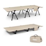 Anbte Folding Camping Bed, 2-Height Adjustable, 180kg, Brown
