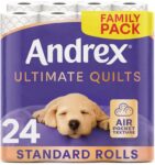 Andrex Ultimate Quilt Toilet Roll – 24 Toilet Rolls 4×6, 3-Ply Bulk Buy, Soft, Thick Sheets, FSC Certified