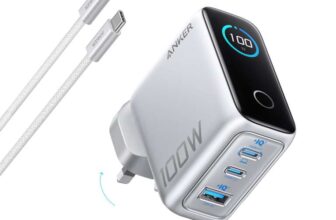 Anker 100W USB C Charger, 3-Port Fast Charger Plug, Ultra-Compact GaN Laptop Charger, Silver / Grey – Sold by AnkerDirect UK / FBA