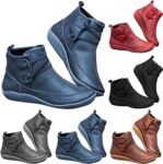 Ankle Boots for Women UK Ladies Wide Fit Wellies Waterproof Leather Low Heel Short Boot Classic Side Zipper Non Slip Winter Shoes Elegant Point Toe Wedge Shoes for Autumn Winter
