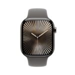 Apple Watch Series 10 GPS Cellular, 46mm Natural Titanium Case with Stone Grey Sports Band M/L