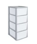 Argos Home 4 Drawer Plastic Storage Tower – Grey / Black or White – Free C&C