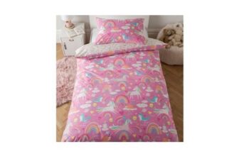 Argos Home Kids Pink Unicorn Bedding Set – Single
