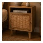 Artisan Furniture Single Knit Door Single Shelf Brown Solid Wood Bedside Table