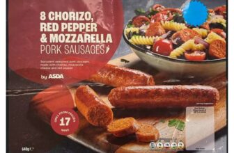 Asda 8 chorizo red pepper and mozzarella pork sausages 640g
