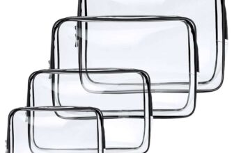 Aucuu 4-Pack Clear Wash & Makeup Bags TSA Approved Makeup Bags, PVC Waterproof Travel Wash Bags