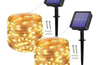 Augone 2 Pack 10m 100 LED Solar String Lights with 8 Modes