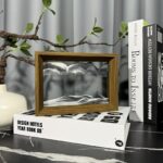 AzureLeap 3D Moving Sand Art -Liquid Motio Deep Sea Flowing Sand Picture, Solid Wood Frame, Square Glass, Home Office Desk DecorBlack 6in