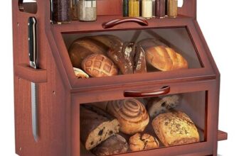 BAMBANG Extra Large Bamboo Bread Box, Double Layer